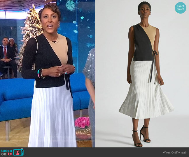 Yigal Azrouel Color Block Wrap Dress worn by Robin Roberts on Good Morning America