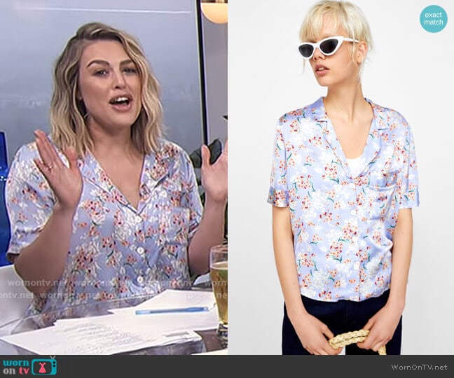 Zara Glossy Blouse worn by Carissa Loethen Culiner on E! News