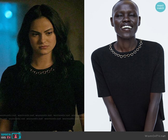 Zara Knit Top with Chains worn by Veronica Lodge (Camila Mendes) on Riverdale