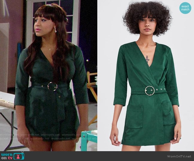 Zara Faux Suede Jumpsuit worn by Emma Barber (Nia Sioux) on The Bold and the Beautiful