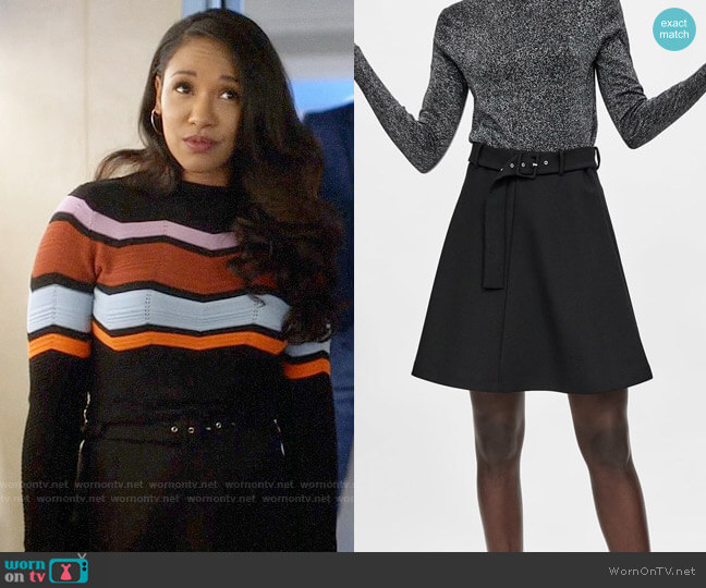Zara Mini Skirt with Belt worn by Iris West (Candice Patton) on The Flash