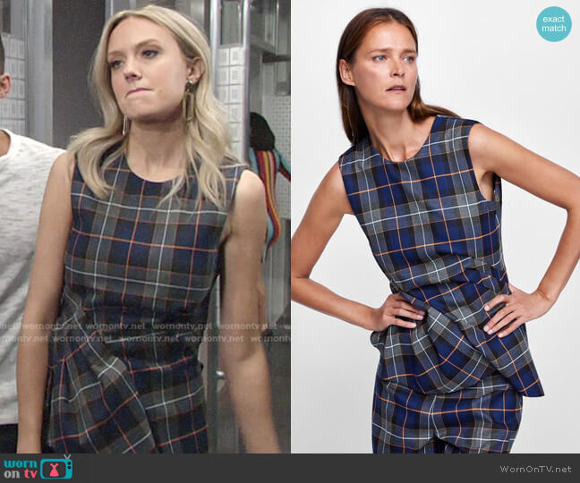 Zara Pleated Plaid Top worn by Abby Newman (Melissa Ordway) on The Young and the Restless