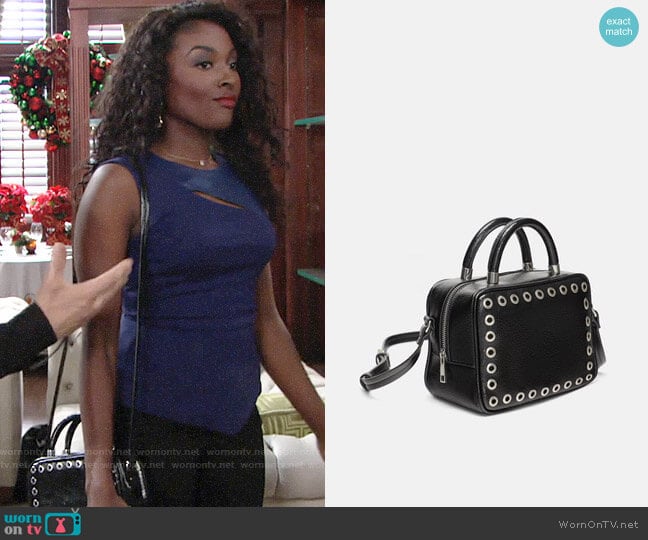 Zara Square Crossbody Bag with Studs worn by Ana Hamilton (Loren Lott) on The Young and the Restless