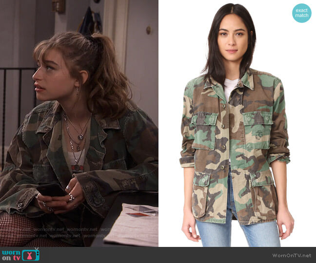 A Fine Line Vintage Camo Jacket worn by Shannon (Odessa Adlon) on Fam