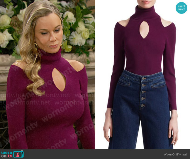 A.L.C. Matera Sweater in Deep Orchid worn by Donna Logan (Jennifer Gareis) on The Bold and the Beautiful