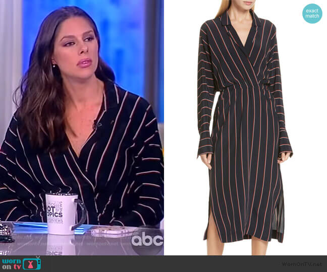 A.L.C. Nico Stripe Silk Shirtdress worn by Abby Huntsman on The View