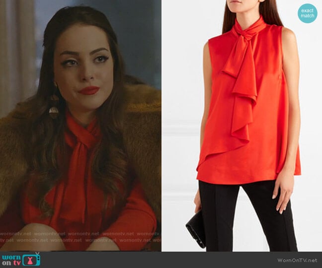 Alexander McQueen Pussy-Bow Top worn by Fallon Carrington (Elizabeth Gillies) on Dynasty