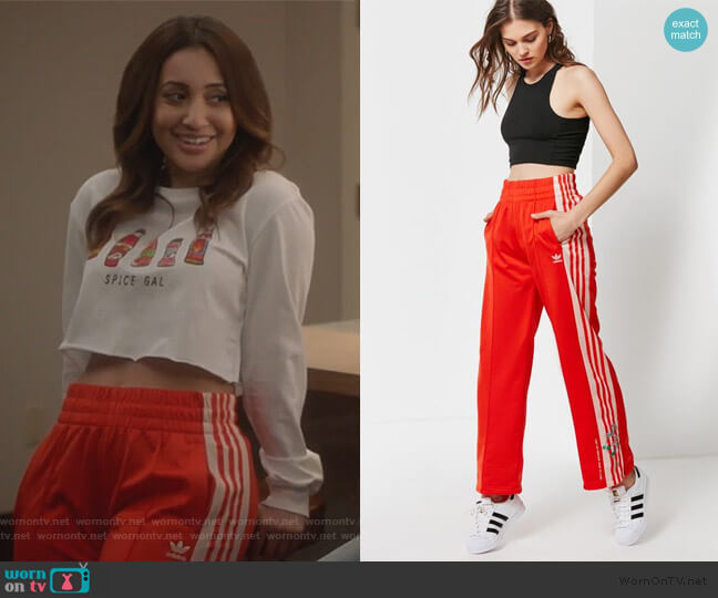 Adidas Embroidered Floral Track Pants worn by Ana Torres (Francia Raisa) on Grown-ish