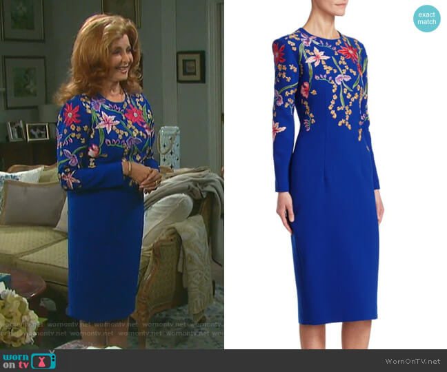 Ahluwalia Embroidered Midi Sheath Dress worn by Maggie Horton (Suzanne Rogers) on Days of our Lives