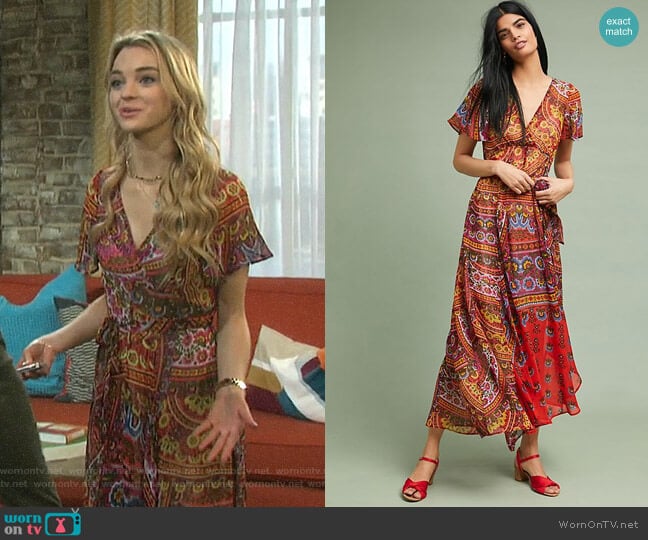 Akemi + Kin Murol Wrapped Maxi Dress worn by Claire Brady (Olivia Keegan) on Days of our Lives
