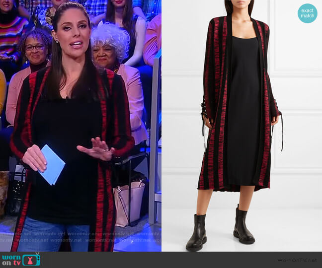 Alexander McQueen Bodycon Striped Lace-Up Cardigan worn by Abby Huntsman on The View