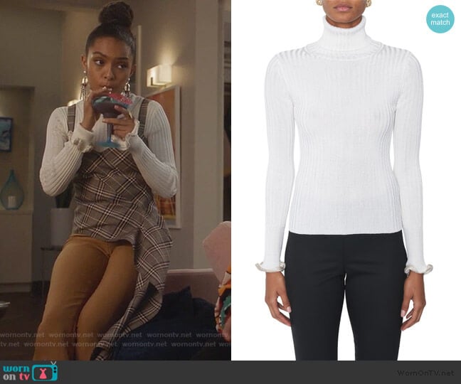 Alexander Wang Turtleneck With Crystal Cuffs worn by Zoey Johnson (Yara Shahidi) on Grown-ish