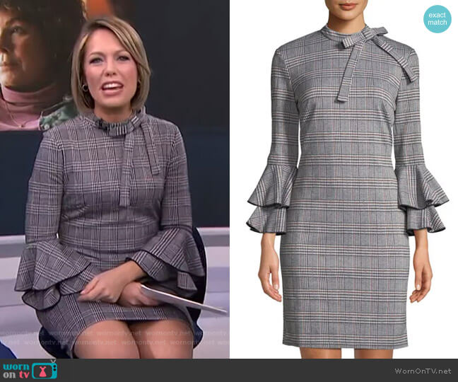 Alexia Admor Plaid Bell-Sleeve Tie-Neck Sheath Dress worn by Dylan Dreyer on Today