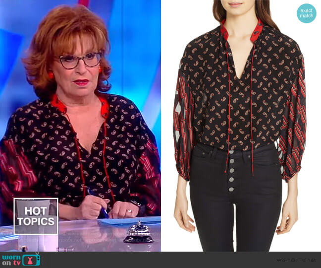 Alice + Olivia Blouson Sleeve Mixed Print Top worn by Joy Behar on The View