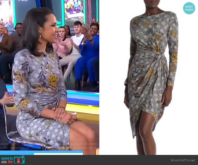 Amelia 2KN5135Z508 Gold Flower Knit Dress worn by Adrienne Bankert on Good Morning America
