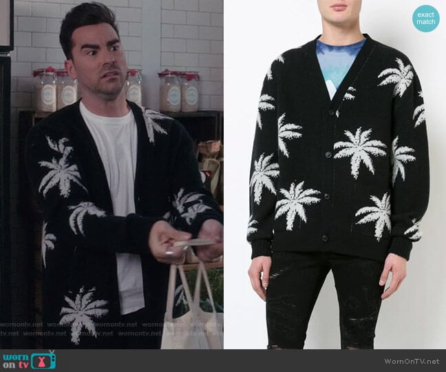 Amiri Palm Cardigan worn by David Rose (Daniel Levy) on Schitts Creek