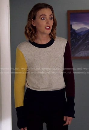 Angie’s colorblock sweater on Single Parents