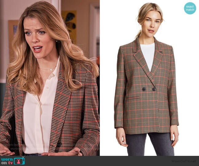 Anine Bing Madeleine Blazer worn by Mallory (Brooklyn Decker) on Grace and Frankie