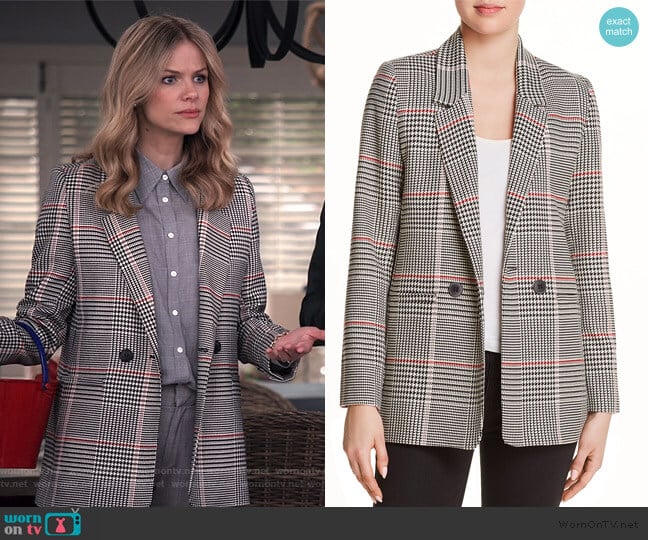 Anine Bing Madeline Houndstooth Blazer worn by Mallory (Brooklyn Decker) on Grace and Frankie