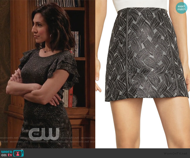 BCBGMAXAZRIA Basket Weave Jacquard Mini Skirt worn by Valencia Perez (Gabrielle Ruiz) on Crazy Ex-Girlfriend