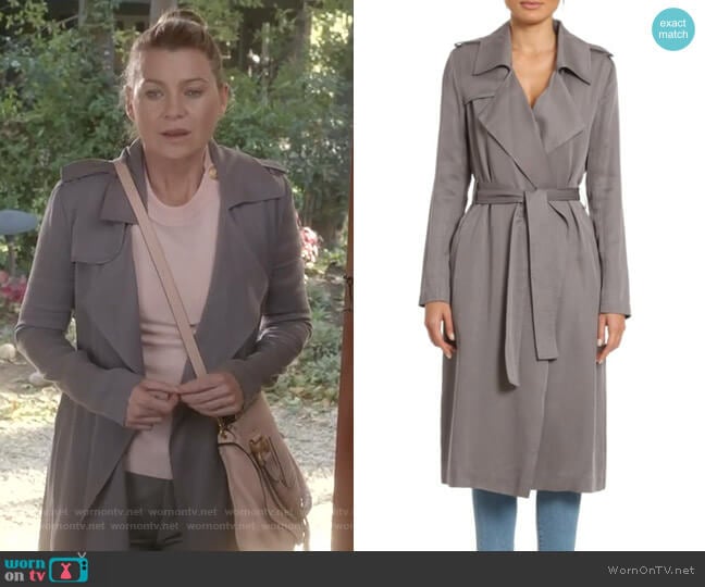 Badgley Mischka Angelina Trench Coat worn by Meredith Grey (Ellen Pompeo) on Greys Anatomy