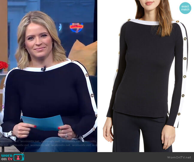 Bailey 44 Sailor Sweater worn by Sara Haines on Good Morning America