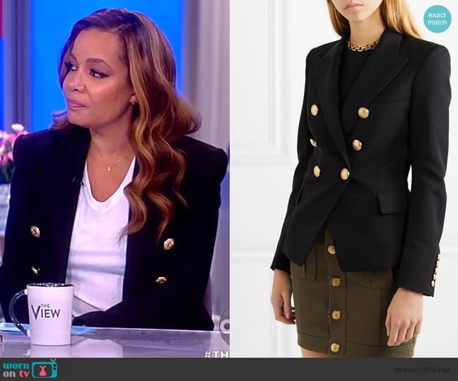 Balmain Double-breasted grain de poudre wool blazer worn by Sunny Hostin on The View