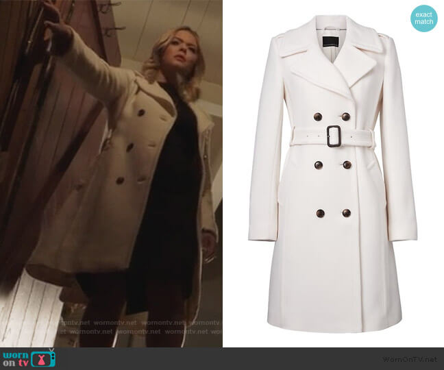 Banana Republic Italian Melton Wool-blend coat worn by Alison DiLaurentis (Sasha Pieterse) on Pretty Little Liars The Perfectionists
