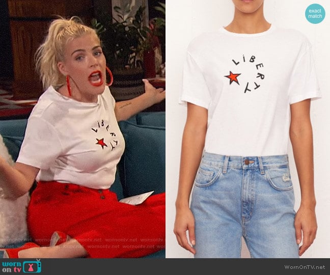 Bella Freud Liberty Star T-shirt worn by Busy Philipps on Busy Tonight