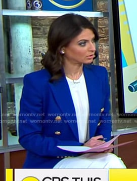 Bianna’s blue blazer with gold buttons on CBS This Morning