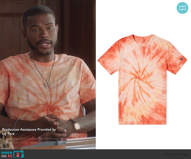 Champion Reverse Weave Tie Dye Tee worn by Aaron Jackson (Trevor Jackson) on Grown-ish