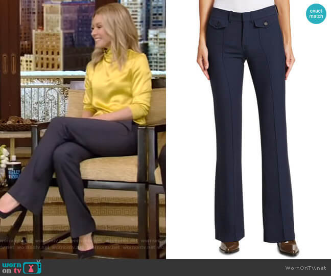 Chloe Cady Button-Front Trousers worn by Kelly Ripa on Live with Kelly and Mark