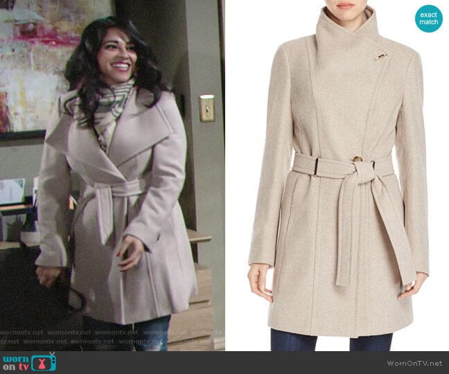Calvin Klein Toggle Wrap Coat worn by Mia Rosales (Noemi Gonzalez) on The Young and the Restless