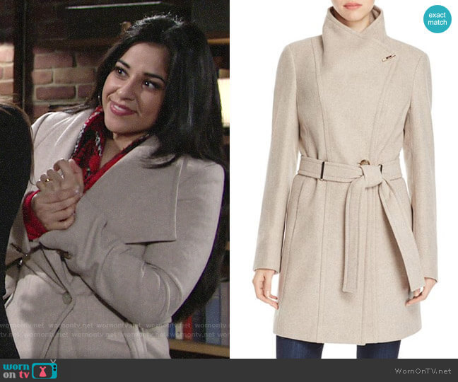 Calvin Klein Toggle Wrap Coat worn by Mia Rosales (Noemi Gonzalez) on The Young and the Restless
