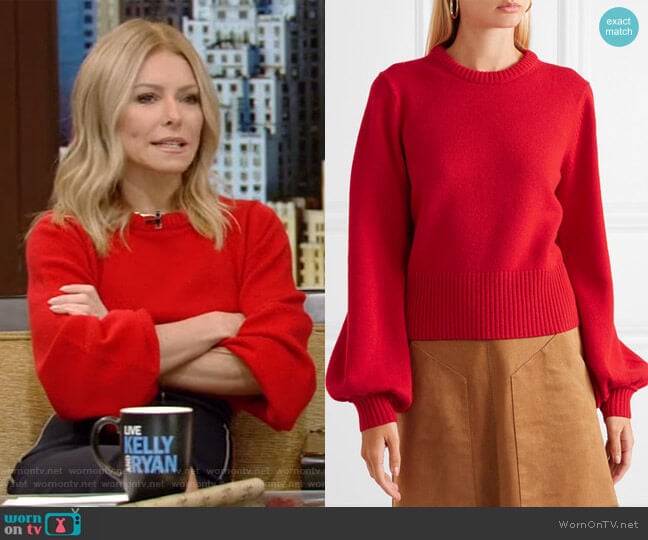 Chloe Cashmere sweater worn by Kelly Ripa on Live with Kelly and Mark