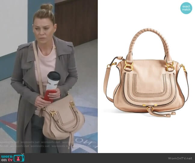Chloe Medium Marcie Leather Satchel worn by Meredith Grey (Ellen Pompeo) on Greys Anatomy