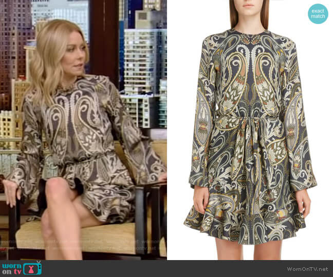 Chloe Paisley Silk Blend Minidress worn by Kelly Ripa on Live with Kelly and Mark