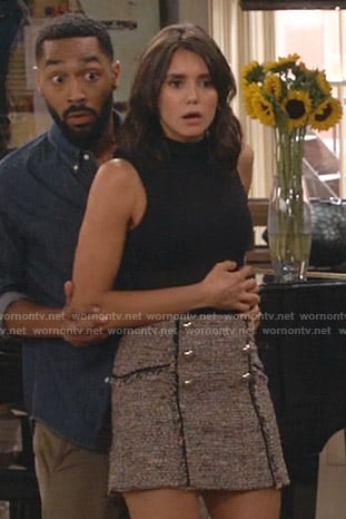 Clem’s tweed mini skirt on Fam