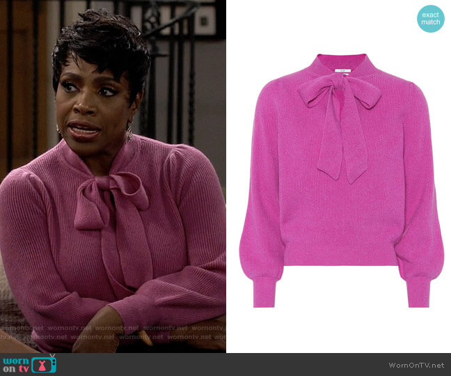 Co Cashmere Tie-Neck Sweater worn by Rose (Sheryl Lee Ralph) on Fam