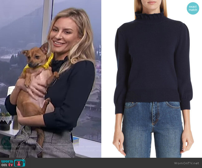 Co Mock Neck Wool Sweater worn by Morgan Stewart on E! News