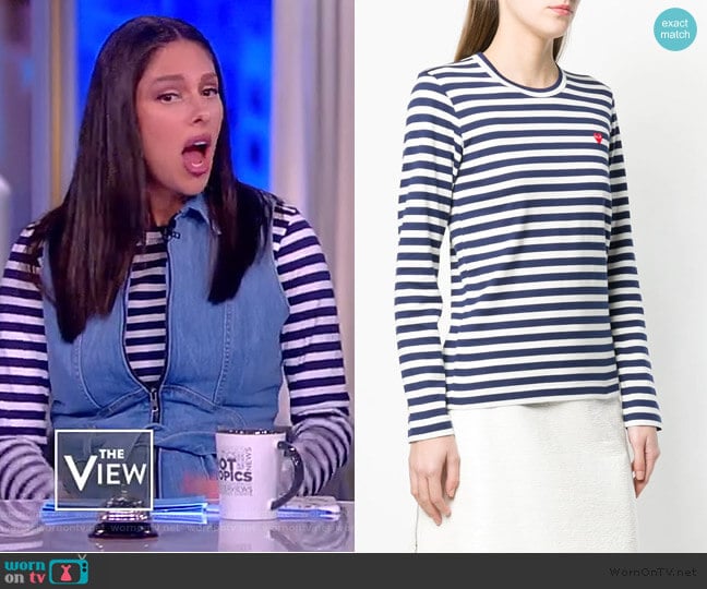 Comme Des Garcons Play Striped Print Jersey worn by Abby Huntsman on The View