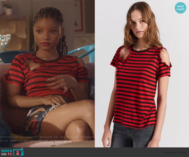 Current/Elliott The Brittan Tee worn by Skylar Forster (Halle Bailey) on Grown-ish