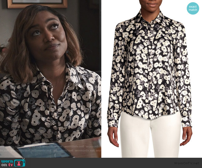 Derek Lam Poppy Print Silk Blouse worn by Daisy Grant (Patina Miller) on Madam Secretary