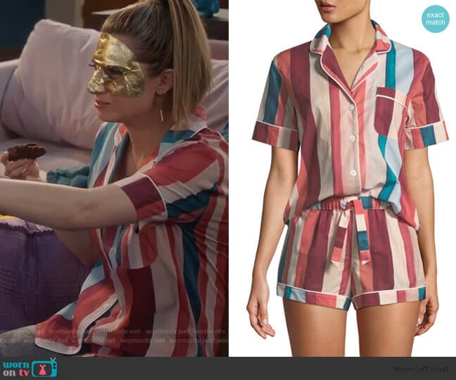 Desmond & Dempsey Striped Shorty Pajama Set worn by Nomi Segal (Emily Arlook) on Grown-ish
