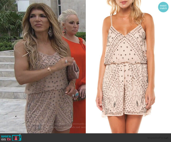 Dex Embellished Romper worn by Teresa Giudice on The Real Housewives of New Jersey