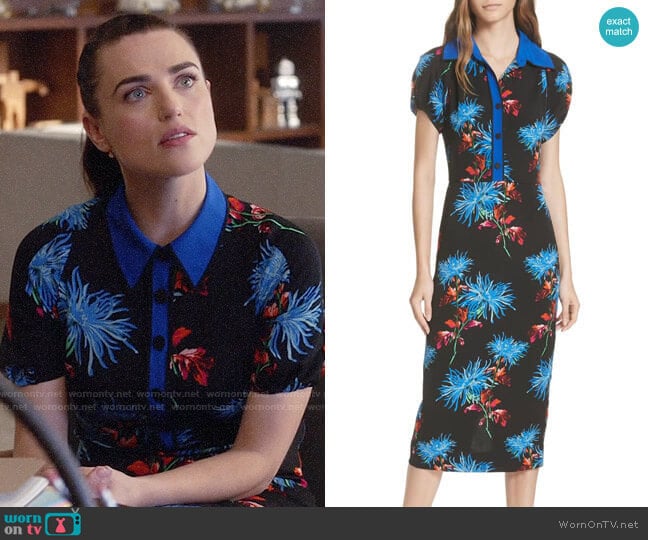 Diane von Furstenberg Elly Floral Dress worn by Lena Luthor (Katie McGrath) on Supergirl