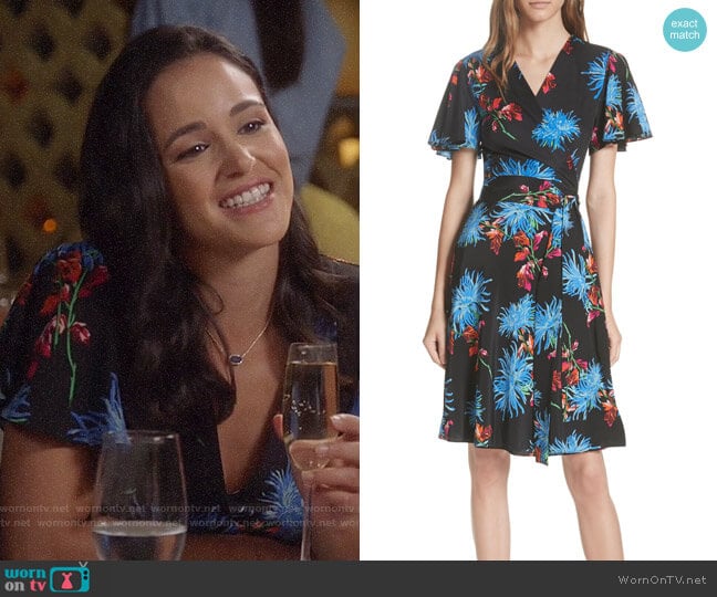 Diane von Furstenberg Flutter Sleeve Silk Wrap Dress worn by Amy Santiago (Melissa Fumero) on Brooklyn Nine-Nine