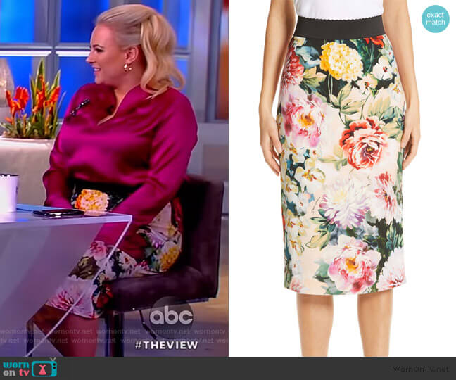 Dolce & Gabbana Floral Print Cady Pencil Skirt worn by Meghan McCain on The View