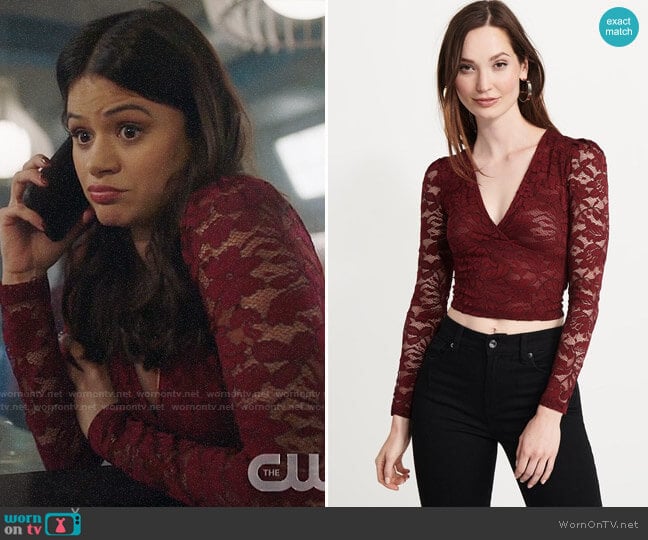 Dynamite Lace Wrap Crop Top worn by Mel Vera (Melonie Diaz) on Charmed