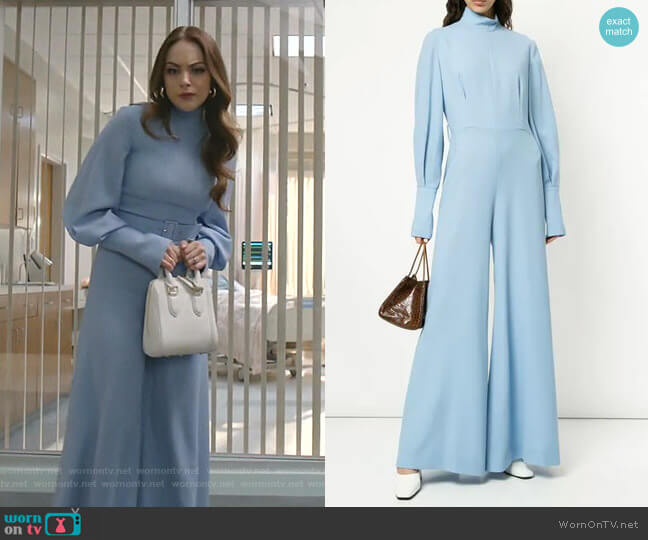 Emilia Wickstead Flared Leg Jumpsuit worn by Fallon Carrington (Elizabeth Gillies) on Dynasty